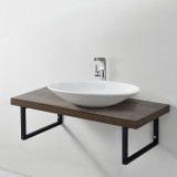 Blat pentru lavoar ABBR-78xxWO cu suport metalic culoarea lemnului de nuc negru mat [neu.haus] HausGarden Leisure