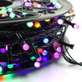 Instalatie de craciun liniara, 8 jocuri de lumini, protectie anti-inghet, fir cupru, controler, 50 m, 1 m prelungitor 220v, 498 led, fir negru, multic, Oem