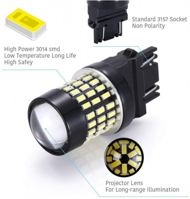 Set de 2 becuri led soclu 3157 Xentech Light 60 smd 4014 Canbus foto