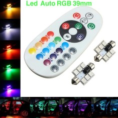 Led Auto interior, RGB, 39mm, Telecomanda , 12V, 1W foto