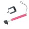 Brat telescopic cu filet universal 1 4 si suport reglabil pentru telefon - Roz