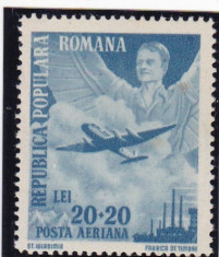 1948 LP 233 a 1 MAI - ZIUA MUNCII POSTA AERIANA EROAREA TRIMOTOR MNH foto