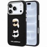 Husa pentru Apple iPhone 18 Pro / 17 Pro, Karl Lagerfeld, Saffiano with Karl &amp; Choupette Head's Pin and Logo, Neagra