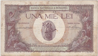ROMANIA 1000 LEI 1939 SUPRATIPAR F foto