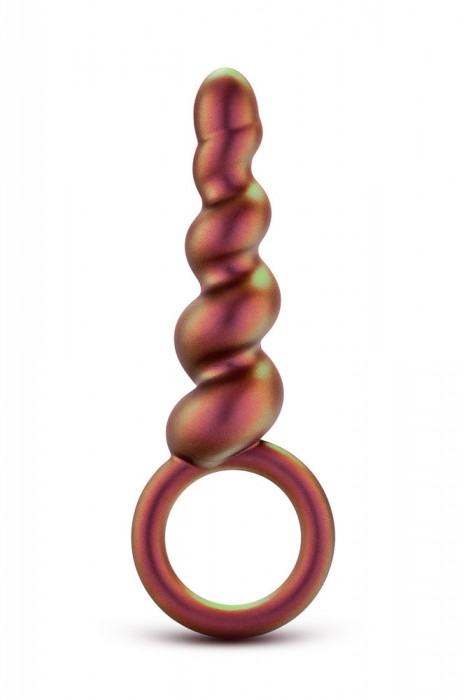 Dop Anal Adventures Matrix Spiralat cu Inel, Silicon, Bronz, 13.3 cm