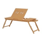 HOMCOM Masă de Pat pentru PC Pliabilă Suport Reglabil &Icirc;nclinabil cu Sertar Picioare Pliabile 72x35x22-30 Culoarea Lemnului | Aosom Romania