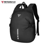Ghiozdan moto impermeabil Motowolf, capacitate mare, extensibil, pentru cască și bagaje, negru