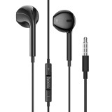 Cumpara ieftin Casti clasice, In-Ear, comenzi si microfon pe fir, adaptor Jack 3.5mm, lungime 1.2m, Hoco, Negre, M101
