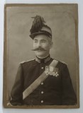 OFITER ROMAN CU PATRU DECORATII PE PIEPT , IN UNIFORMA , CU CHIPIU , FOTOGRAFIE CABINET , CCA. 1900