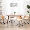 vidaXL Scaune pivotante, 4 buc. crem, lemn curbat &amp; piele ecologică 3054915