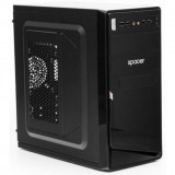 Carcasa Mini-Tower mATX, sursa 450W, Moon, Front USB2.0+Audio, black, Spacer