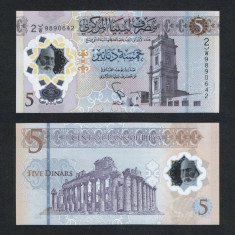 LIBIA █ bancnota █ 5 Dinars █ 2021 █ POLYMER █ UNC █ necirculata