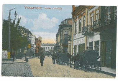 4692 - TARGOVISTE, street stores, Romania - old postcard, CENSOR - used - 1918 foto