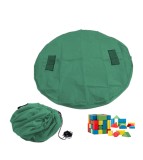 Covor si organizator 2 in 1 pentru joaca si jucarii, usor de transportat si demontat, diametru 90 cm Verde, Oem