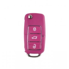 Carcasa cheie Topautochei&reg; pentru Jetta Golf Passat Beetle Polo Bora Sharan, roz, 3 butoane