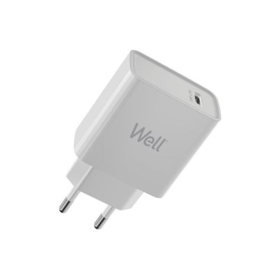 Incarcator retea 1x USB type C Apple 2.4A QC3.0 PD3.0 FCP AFC 20W alb Well foto