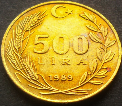 Moneda exotica 500 LIRE - TURCIA, anul 1989 *cod 2566 A foto