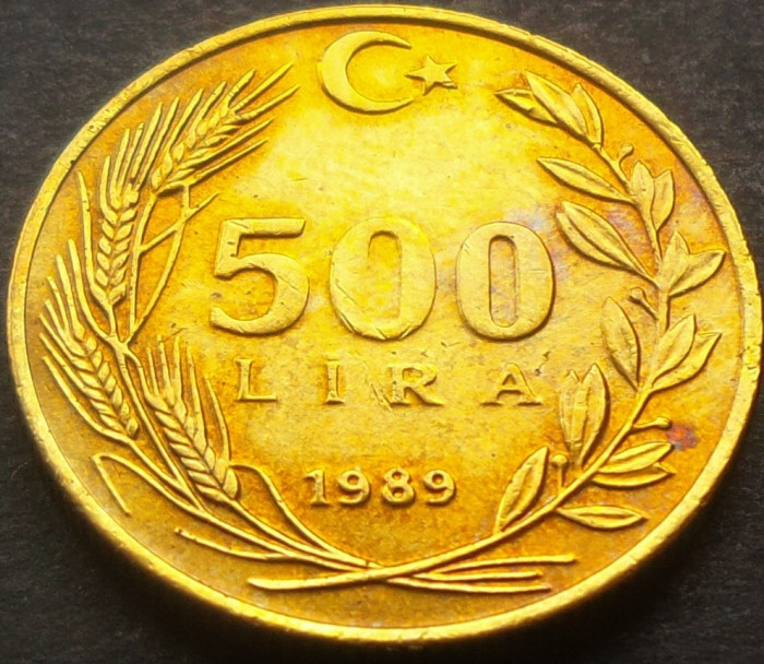 Moneda exotica 500 LIRE - TURCIA, anul 1989 *cod 2566 A