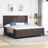 Cumpara ieftin Pat cu arcuri cu saltea Maro &icirc;nchis 200 x 200 cm țesătură