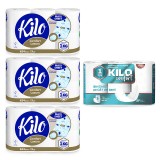 Pachet: 18 role Hartie igienica Kilo Confort, 3 kg, 5 straturi + 3 prosoape de hartie Kilo Confort monorola, 2 straturi, 1 Kg