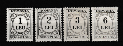 ROMANIA 1926 TAXA DE PLATA HARTIE ALBA FARA FILIGRAN SERIE SARNIERA foto