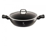 Cratita Wok cu capac sticla 30 CM, Black Silver, Berlinger Haus