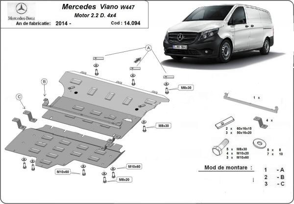 Scut motor metalic Mercedes Viano W447 2.2Diesel, 4x4 2014-prezent