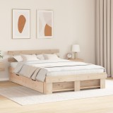 vidaXL Cadru de pat cu sertar cu headboard cu depozitare Maro 150 x 200 cm Lemn de brad solid