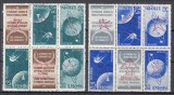 ROMANIA 1958 LP 459 d SATELITI ARTIFICIALI AI PAMANTULUI TRIPTIC CU VINIETA SUPRATIPAR BRUXELLES TETE-BECHE STARE MNH