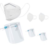 Cumpara ieftin Set 2 masti de protectie KN95 si 2 viziere reutilizabile cu rama tip ochelari, pentru adulti, protectie completa