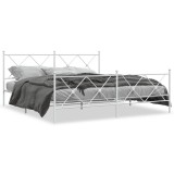 Cumpara ieftin Cadru de pat metalic cu tablie de cap/picioare, alb, 183x213 cm