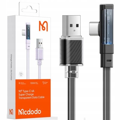 Cablu Usb-C, Angular, Puternic, Superrapid, Mcdodo, 100W, 1.8M, Negru foto