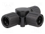 Conector T poliamidă negru HELLERMANNTYTON HelaGuard IP66 16mm -50&divide;135&deg;C
