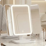 Oglindă pliabilă albă pentru machiaj, 22x17cm, cu iluminare LED