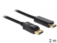 Cablu Delock DisplayPort Male - HDMI Male 2m gold negru foto