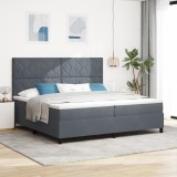 VidaXL Pat box spring cu saltea, gri &icirc;nchis, 200x200 cm, catifea