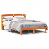 Cumpara ieftin Cadru pat fara saltea, maro ceruit, 135x190 cm, lemn masiv pin