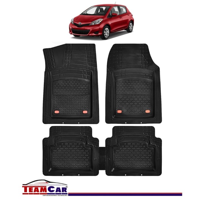 Covorase Auto TeamCar&reg; Tip Tavita Compatibile Toyota Yaris Generatia III (2011&ndash;2020) Negru Material Rezistent