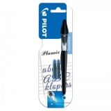 Stilou Pilot Plumix, varf mediu, negru + 2 cartuse