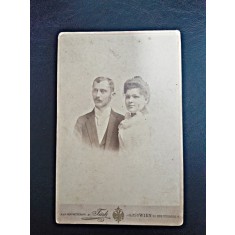 Fotografie pe carton, sot si sotie, cca 1900