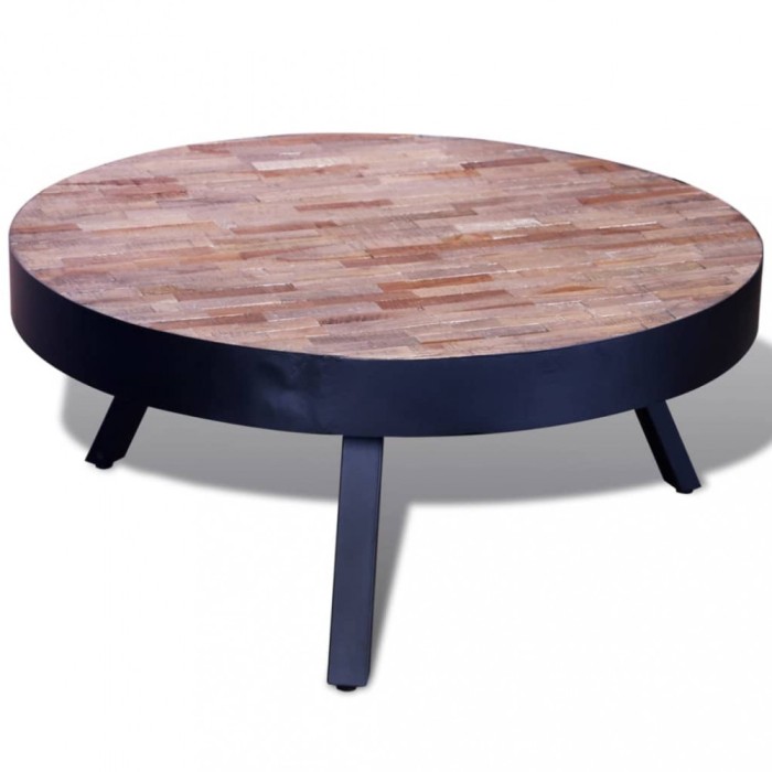 Gossi masuta de cafea rotunda, lemn de tec reciclat