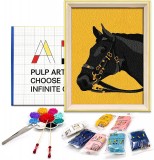 Set de artizanat pentru copii Bougimal, model cal, lemn/hartie, multicolor, 20 x 30 cm