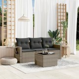 Gossi set canapea de gradina cu perne, 4 piese, gri, poliratan