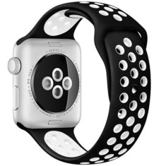 Curea iUni compatibila cu Apple Watch Ultra/SE/8/7/6/5/4/3/2/1, 40mm, Silicon Sport, Negru/Alb