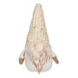 Figurină Decorativă Crăciun, Gnome, Căciulă Ecru cu Paiete, Poliester, 15cm, Oem