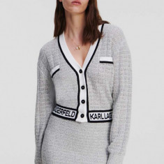 Karl Lagerfeld cardigan femei, culoarea gri, light