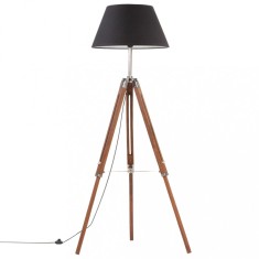 Lampa de podea trepied maro miere si negru 141 cm lemn de tec GartenMobel Dekor foto