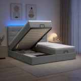 Cumpara ieftin Pat Ottoman cu Saltea si LED Gri deschis 180 x 200 cm Tesatura