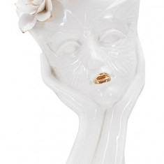 Vaza Woman Mask, Mauro Ferretti, 16.5x14x27.3 cm, portelan, alb/auriu