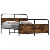 Gossi cadru pat metalic fara saltea, stejar fumuriu, 200x200 cm